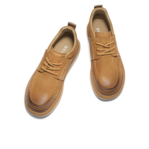 百丽高帮休闲工装鞋男2025冬季新牛皮革复古潮搭板鞋A2184DM5