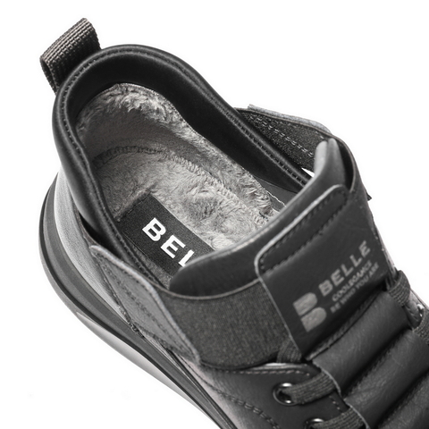 百丽高帮休闲工装鞋男2025新款冬季厚底套脚复古潮搭板鞋D3MA8DM5