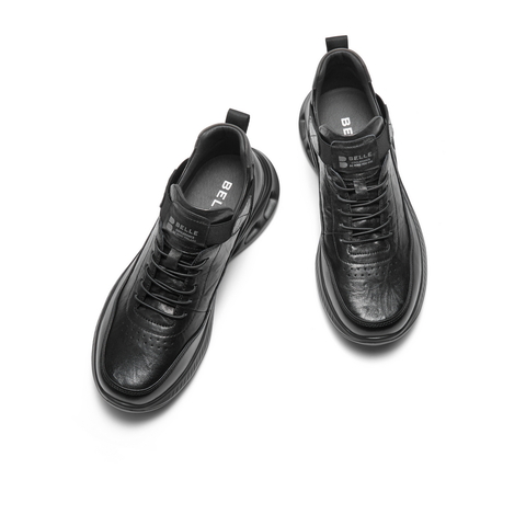 百丽高帮休闲运动鞋男2025新款冬季商场同款厚底增高低靴D1E16DM5