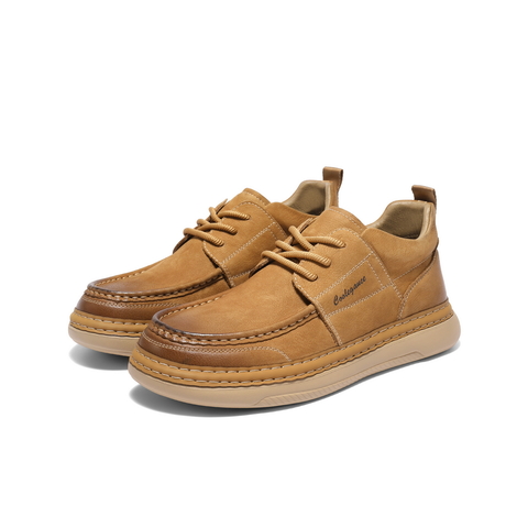 百丽高帮休闲工装鞋男2025冬季新牛皮革复古潮搭板鞋加绒A2184DM5