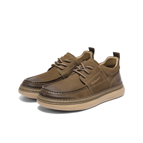 百丽高帮休闲工装鞋男2025冬季新牛皮革复古潮搭板鞋A2184DM5