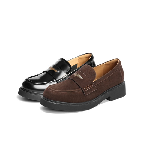 百丽复古乐福鞋女2025秋新商场同款真皮平跟便士乐福D9Z1DCA5