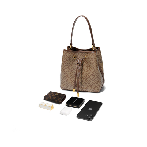 百丽包包女2025秋新复古休闲单肩斜挎手提菜篮子水桶包X2052DX5