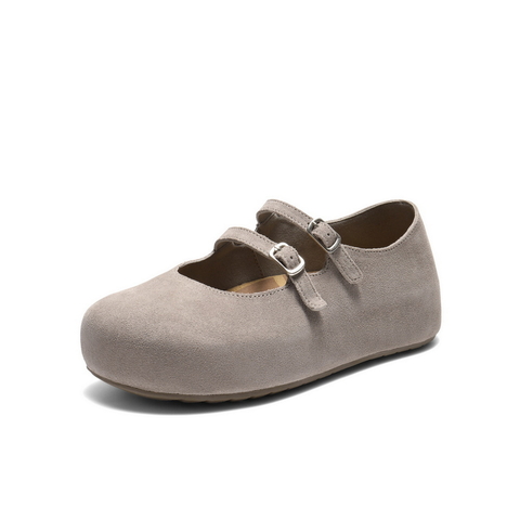 百丽复古绒感勃肯鞋女2025秋新厚底增高双条带玛丽珍鞋B2883CQ5