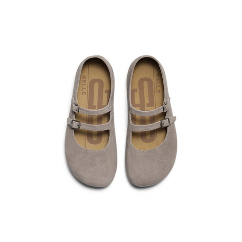 百丽复古绒感勃肯鞋女2025秋新厚底增高双条带玛丽珍鞋B2883CQ5