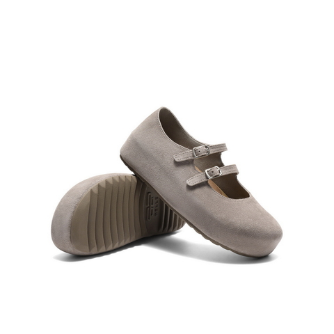 百丽复古绒感勃肯鞋女2025秋新厚底增高双条带玛丽珍鞋B2883CQ5