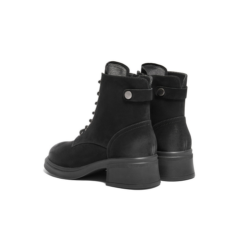 百丽时尚粗跟马丁靴女2025冬新商场同款真皮舒适短靴3NW40DD5