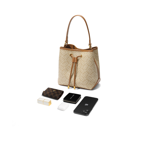 百丽包包女2025秋新复古休闲单肩斜挎手提菜篮子水桶包X2052DX5