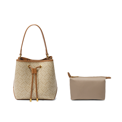 百丽包包女2025秋新复古休闲单肩斜挎手提菜篮子水桶包X2052DX5