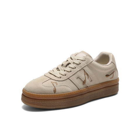 百丽音符刺绣德训鞋女2025秋新商场同款厚底增高休闲板鞋E7T1DCM5