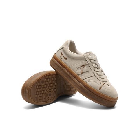 百丽音符刺绣德训鞋女2025秋新商场同款厚底增高休闲板鞋E7T1DCM5