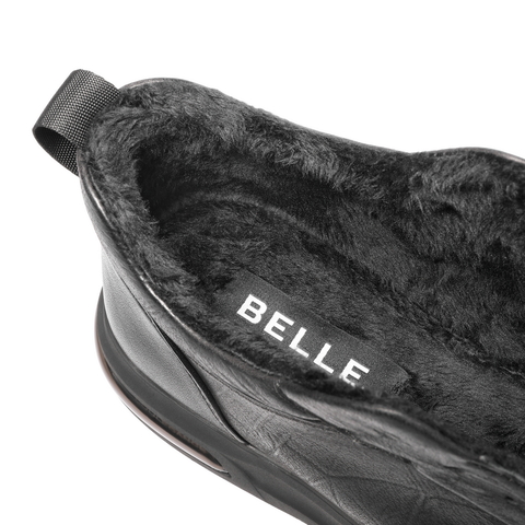 百丽高帮板鞋男2025新款冬季商场同款牛皮革厚底休闲鞋8WB01DM5