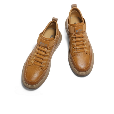 百丽高帮休闲工装鞋男2025新款冬季厚底套脚复古潮搭板鞋D3MA8DM5