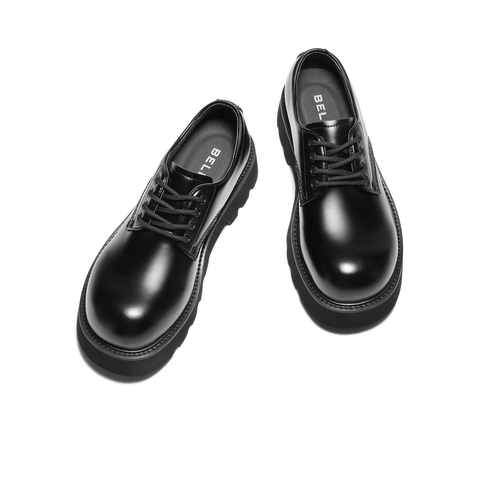 百丽厚底商务德比鞋男士2025新款秋季英伦风大圆头休闲鞋A2062CM5