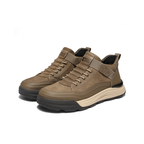 百丽高帮休闲板鞋男2025新款冬季商场同款厚底套脚工装鞋8WQ01DD5