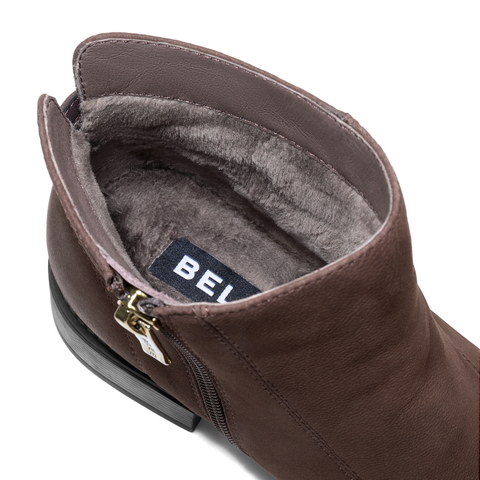 百丽复古褶皱面时装靴女2025冬新商场同款真皮粗跟短靴E4Y1DDD5