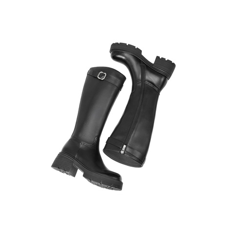 百丽复古时尚骑士靴女2025冬新商场同款真皮厚底高筒靴E6A1DDG5