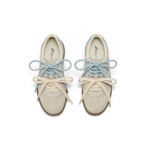 百丽撞色爱心德训鞋女2025秋新商场同款舒适薄底休闲板鞋E7L1DCM5