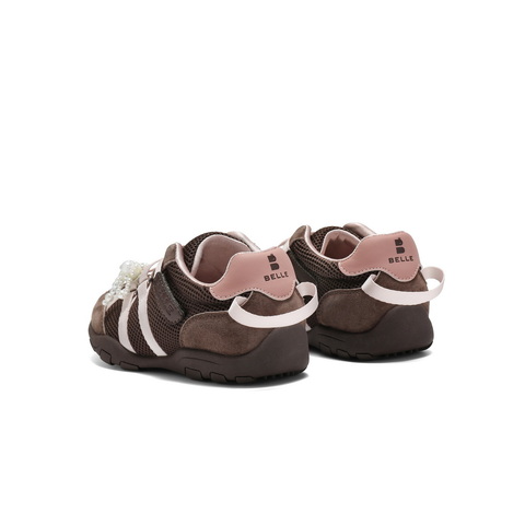 百丽时尚珍珠花休闲鞋童2025秋新商场同款透气网面休闲鞋15230C85