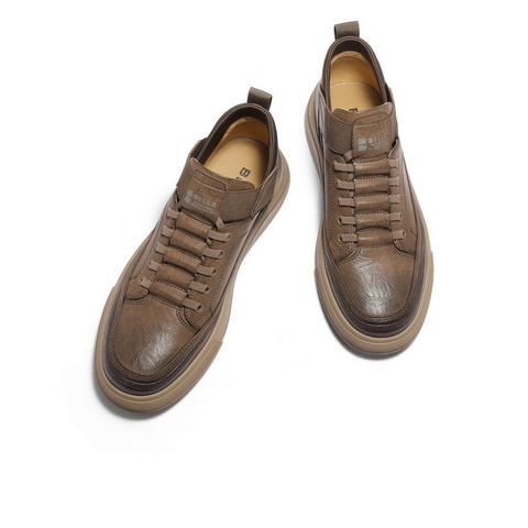 百丽高帮休闲工装鞋男2025新款冬季厚底套脚复古潮搭板鞋D3MA8DM5