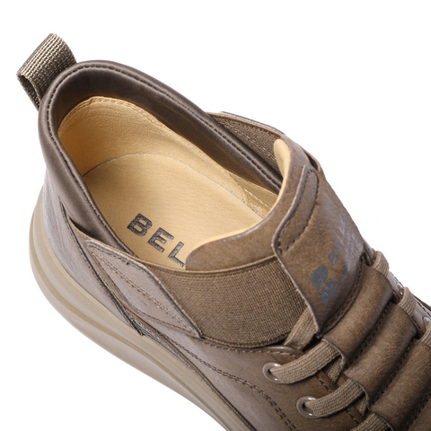 百丽高帮休闲工装鞋男2025新款冬季厚底套脚复古潮搭板鞋D3MA8DM5