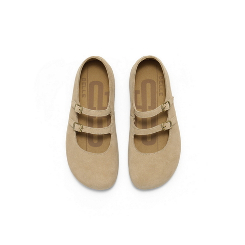 百丽复古绒感勃肯鞋女2025秋新厚底增高双条带玛丽珍鞋B2883CQ5