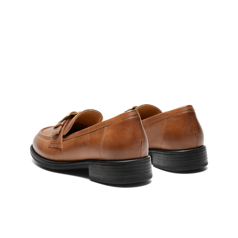 百丽复古风乐福鞋女2025秋新真皮时尚皮带扣通勤单鞋B2885CA5