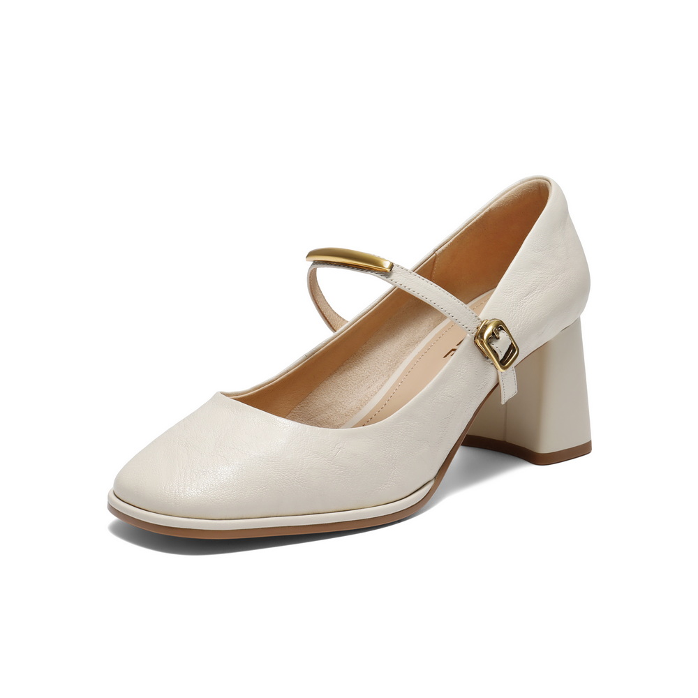 百丽复古时装玛丽珍鞋女2025秋新真皮粗跟增高单鞋B2806CQ5