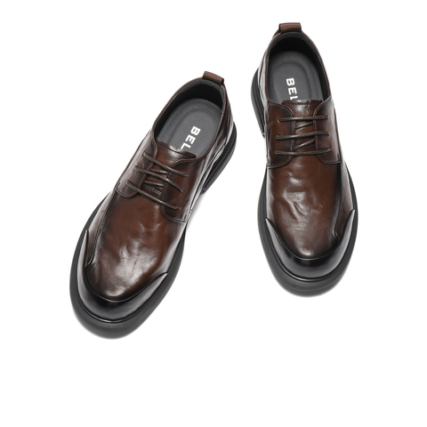 百丽通勤商务鞋男2025新秋季商场同款牛皮革舒适休闲皮鞋8XF01CM5