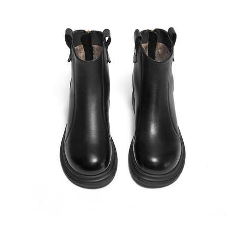 百丽舒适休闲靴女2025冬新商场同款真皮复古靴B7E1DDD5