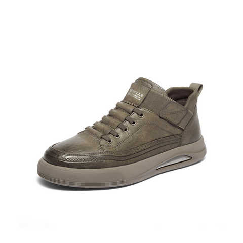 百丽高帮休闲工装鞋男2025新款冬季厚底套脚复古潮搭板鞋D3MA8DM5