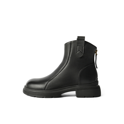 百丽舒适休闲靴女2025冬新商场同款真皮复古靴B7E1DDD5