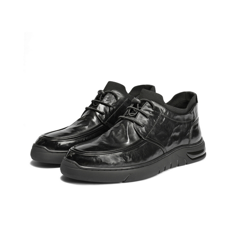 百丽高帮休闲皮鞋男2025新冬商场同款牛皮革厚底商务短靴8VW01DD5