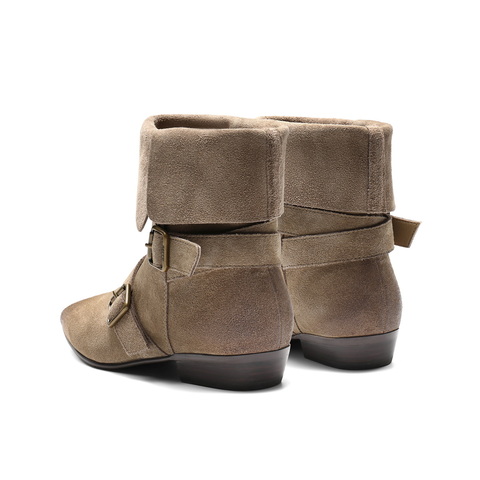 百丽复古擦色时装靴女2025冬新商场同款柔软时尚西部靴BFB62DS5