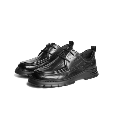 百丽酷雅商务鞋男2025新款秋季商场同款牛皮褶皱休闲皮鞋8TT01CM5