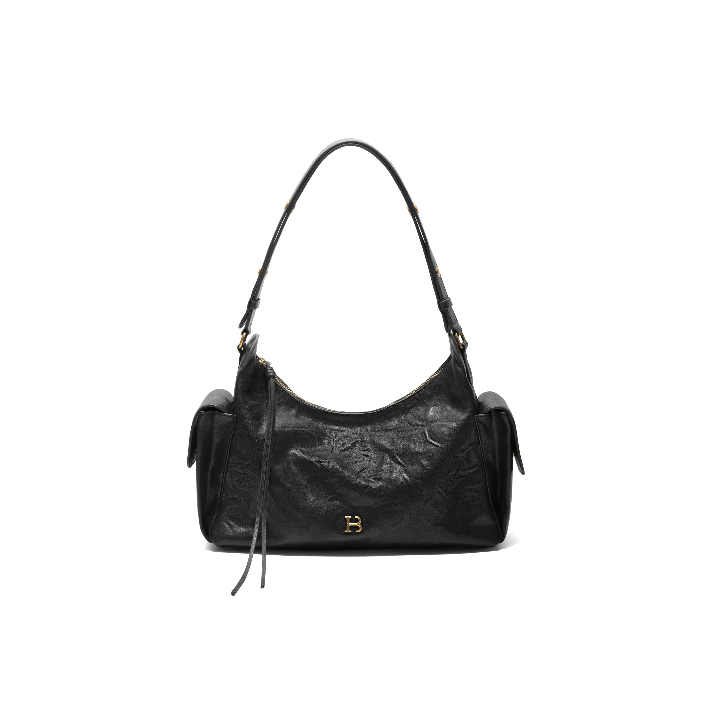 百丽包女25新商场同款手抓纹褶皱肌理HOBO单肩斜挎腋下包X7432CX5