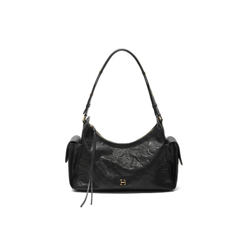 百丽包女25新商场同款手抓纹褶皱肌理HOBO单肩斜挎腋下包X7432CX5