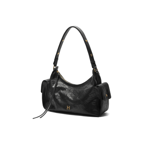 百丽包女25新商场同款手抓纹褶皱肌理HOBO单肩斜挎腋下包X7432CX5