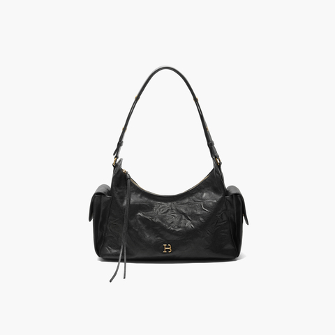 百丽包女25新商场同款手抓纹褶皱肌理HOBO单肩斜挎腋下包X7432CX5