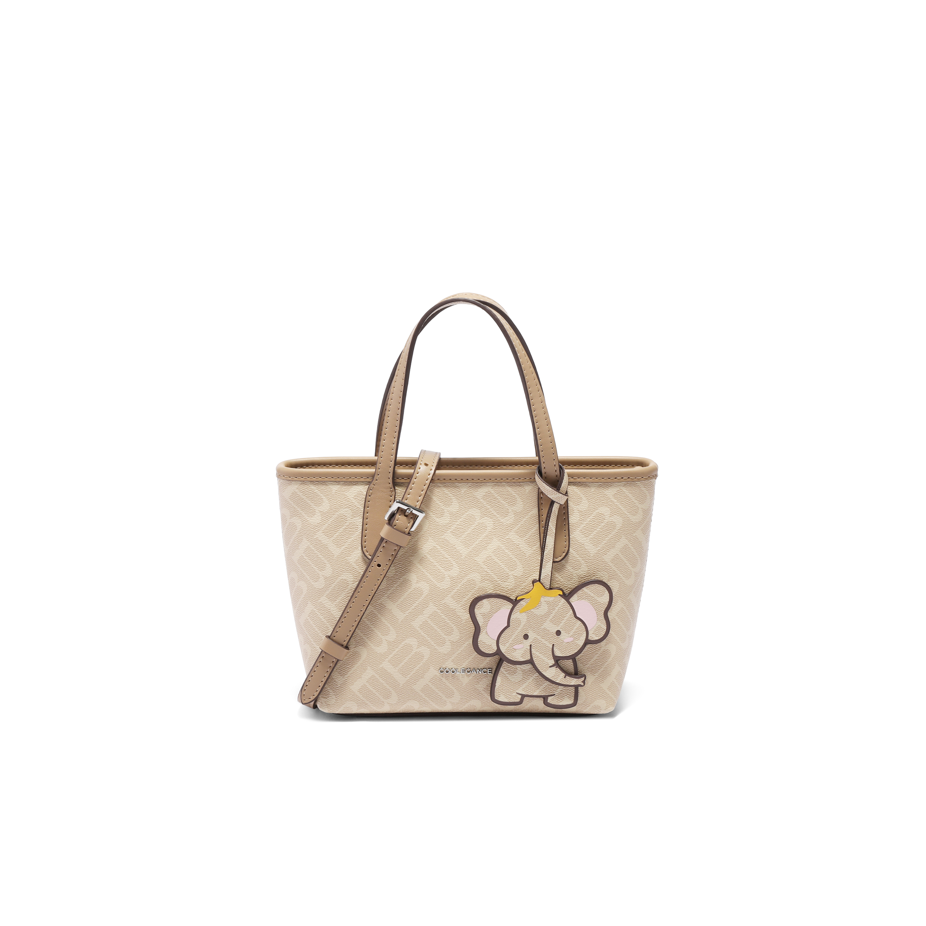 百丽包女25夏商场同款复古老花小飞象斜挎手提小号托特包X7381BX5