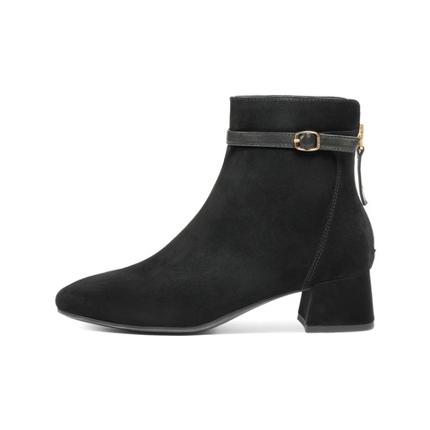 百丽复古绒面时装靴女2025冬新商场同款真皮气质优雅短靴BBW44DD5