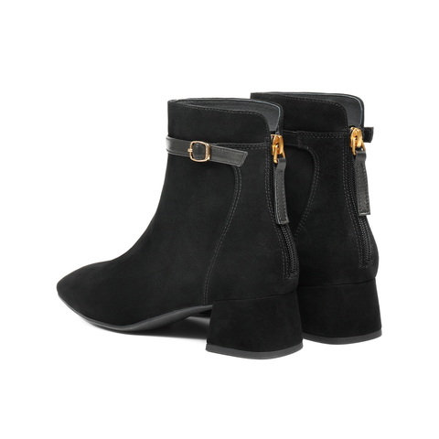 百丽复古绒面时装靴女2025冬新商场同款真皮气质优雅短靴BBW44DD5