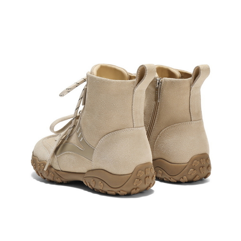 百丽复古双鞋带休闲靴女2025冬新内增高高帮休闲鞋B2835DD5