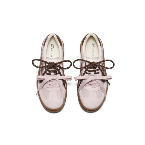 百丽时尚爱心撞色德训鞋女2025秋新厚底增高双鞋带休闲鞋B2928CM5