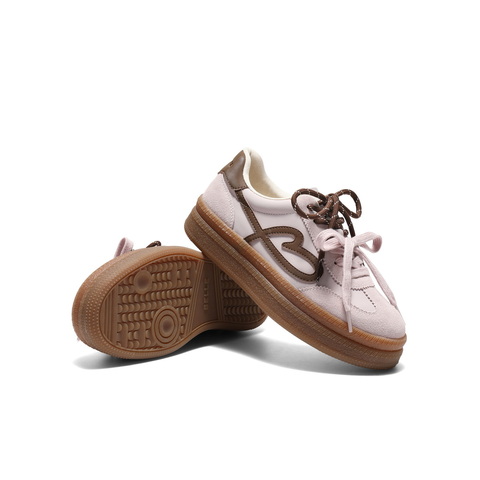 百丽时尚爱心撞色德训鞋女2025秋新厚底增高双鞋带休闲鞋B2928CM5