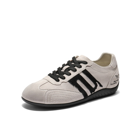 百丽复古跑道德训鞋女2025秋新真皮舒适薄底运动休闲鞋B2894CM5