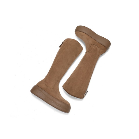 百丽复古简约弹力靴女2025冬新厚底增高休闲弹力高靴B2822DG5