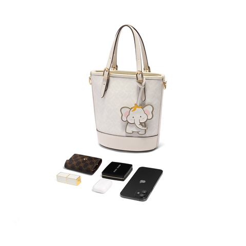 百丽包女25春商场同款小象桶复古休闲单肩斜挎手提水桶包X7233AX5