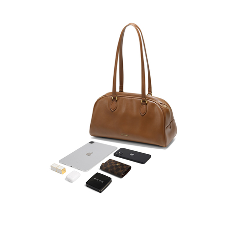 百丽包包女25冬新商场同款简约复古通勤大号单肩波士顿包BL862DX5