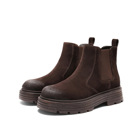 百丽复古擦色切尔西靴女2025冬新厚底增高休闲短靴B2875DD5